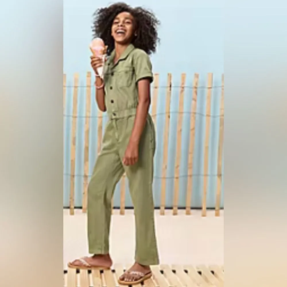 Roxy Oil Green Jumpsuit; Size Girls  X-LARGE/16. NWT! Roxy Big Girls